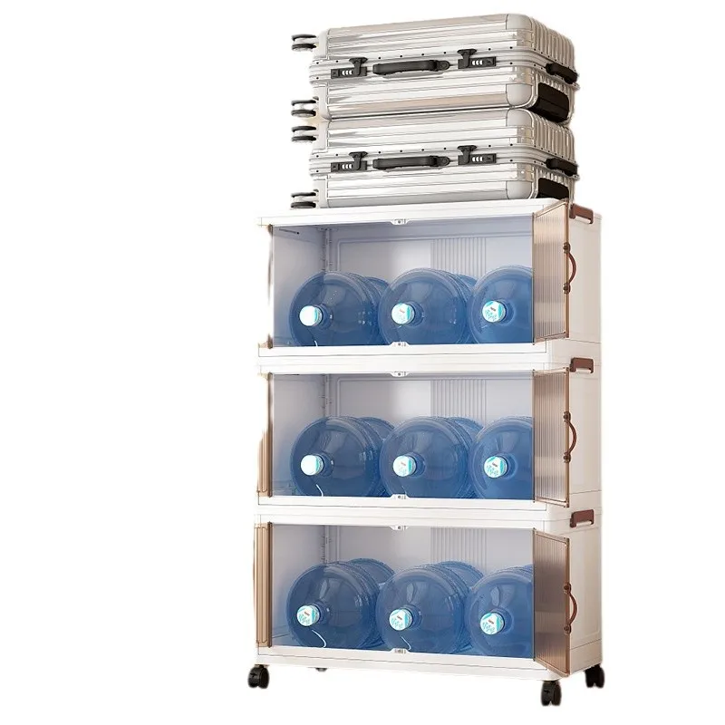 Folding Household Storage Cabinet PP Plastic Snack Storage Features for Living Room Kitchen Student Use Finished Product