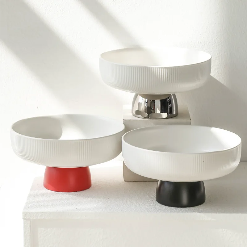 Wholesale new design household living room dry fruit dessert display rack tray fruit plate ceramic plates with plating base