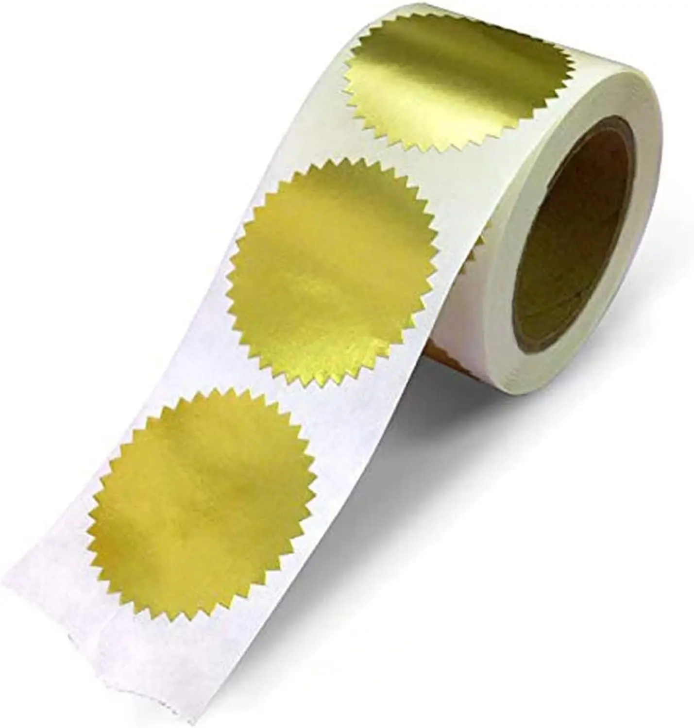 Gold Metallic Seals with Serrated Edge for Package Envelope Embossing Stickers Blank Metallic Gold Certificate Seals