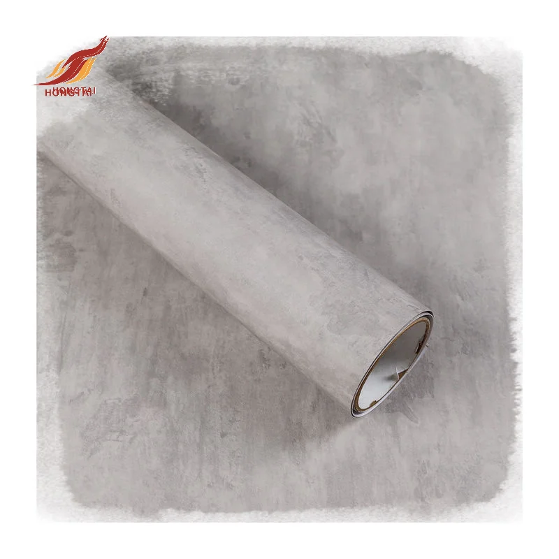 KS5005 Caviosen morden style peel and stick concrete wall tiles adhesive vinyl roll industrial cement wallpaper