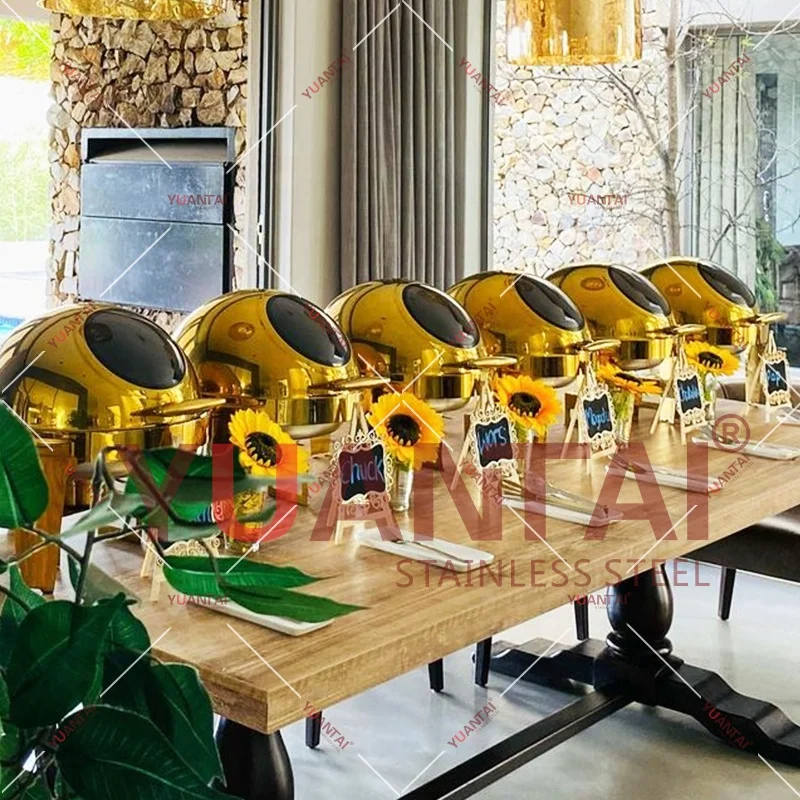 United States/Canada Supplier Kitchen gold Buffet Chafing dish Party Wedding Food warmer Restaurant Hotel Chafer for Catering