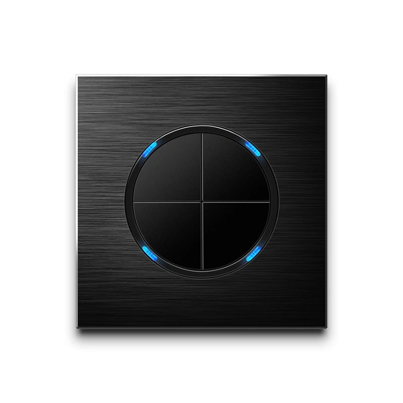 YINKA Aluminum Brushed Metal Customizable Black Frameless Point Type Self Resetting Wall Switch AU Socket