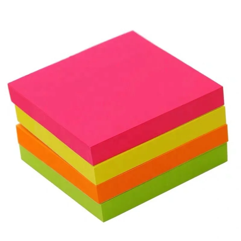 3 Inch  100 Sheets sticky paper notepad Office Memo Pad Cube Assorted Colors Note Pads