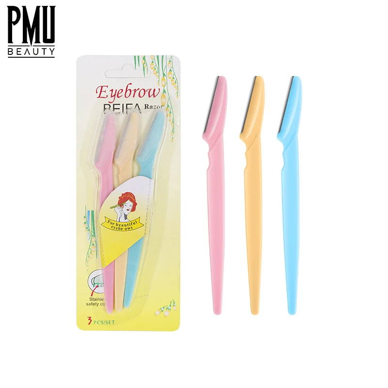 PM BEAUTY 1 Pack of 3 Razors Stainless eyebrow razor