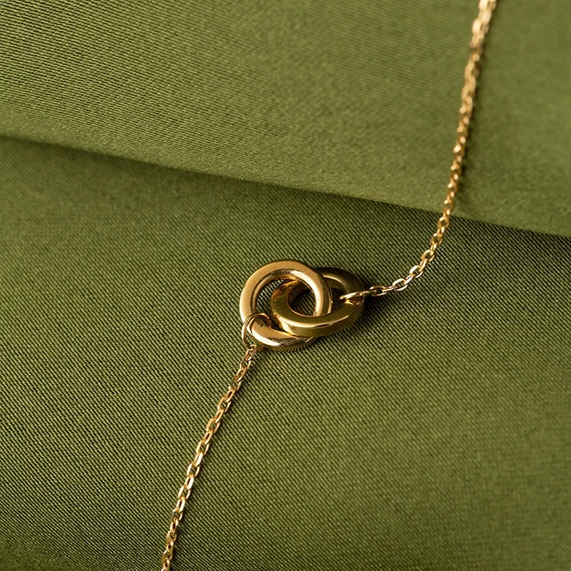 Gemnel latest jewelry mimalist solid brass women interlock pendant gold necklace