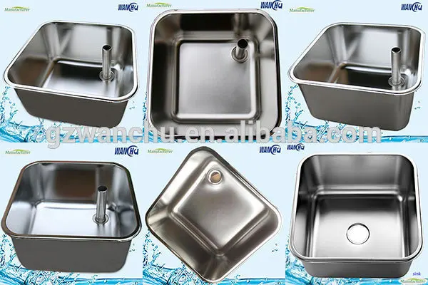 Commercial Kitchen Stainless Steel Fabricated Pressed Sinks Factory Restaurant Supplier SS 201/304 Single Bowl Industrial Sink
