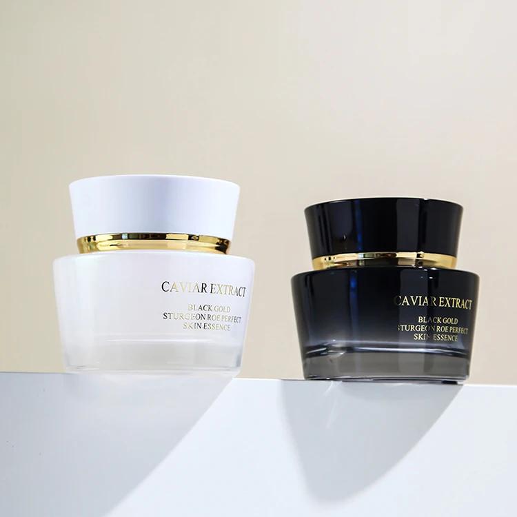 Exquisite luxury conical glass bottle for cosmetic skin care packaging 120ml 110ml 30ml pump bottle 50g 30g 1OZ glass cream jar