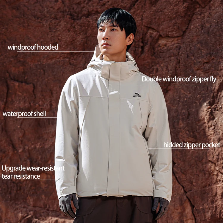 Hard Shell Windbreaker Waterproof 3 in 1 fleece lined Standard Winter outdoor waterproof jacket