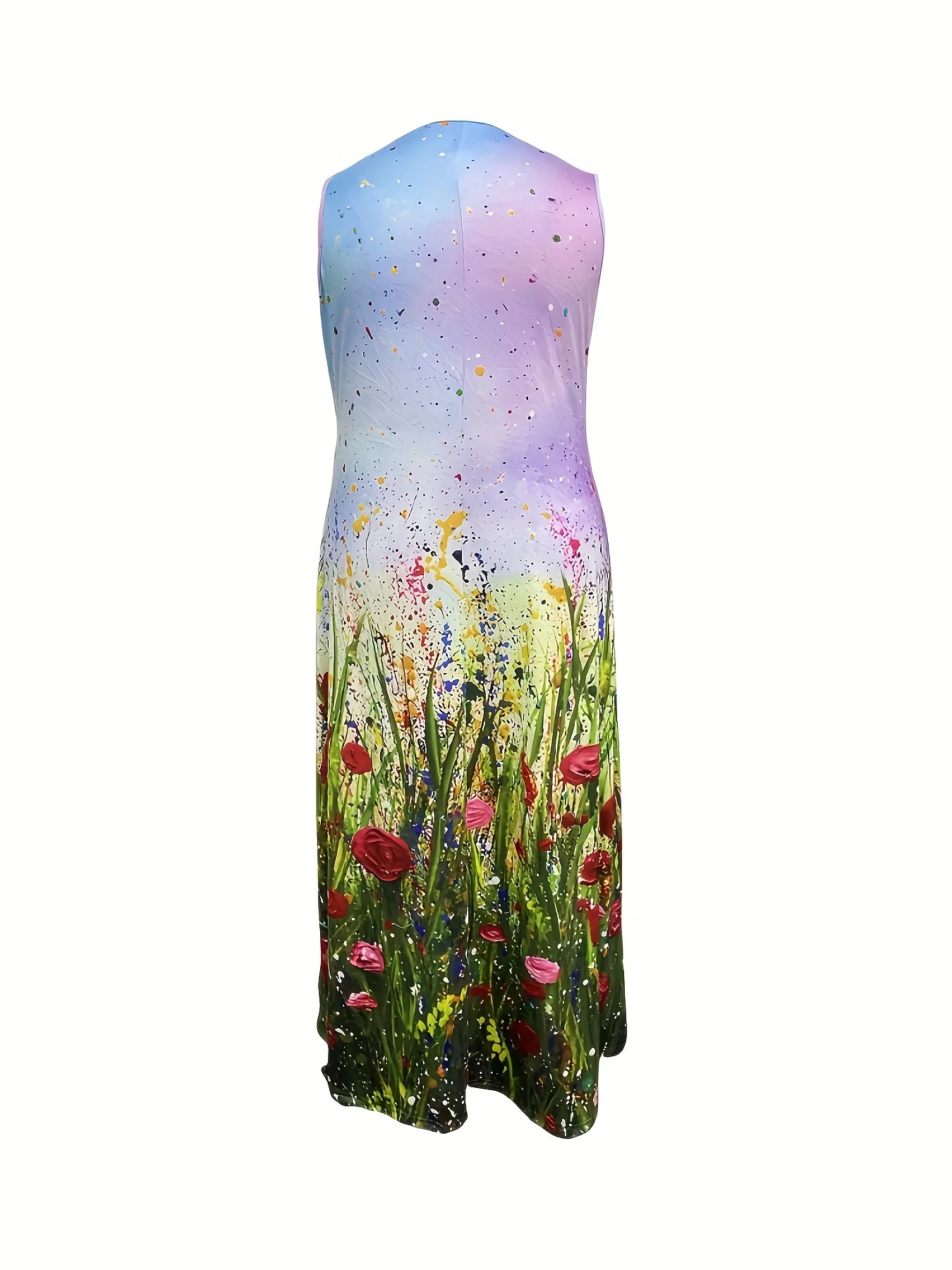 W4053 Wholesale Best Selling Plus Size Loose Sleeveless Long Robe Casual Maxi Dress Fat Women Summer Dresses