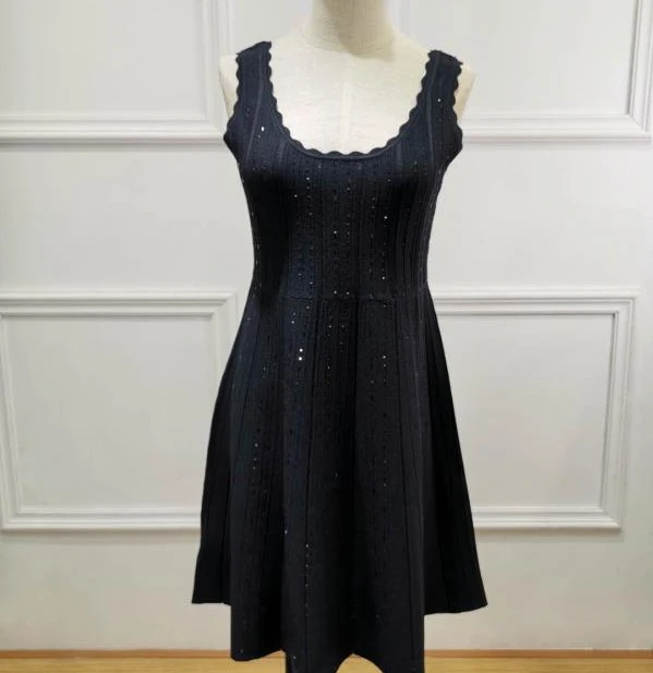 Conventional Sleeveless Square Collar Diamond H Type Lotus Leaf Skirt Long Cotton Tight Dress