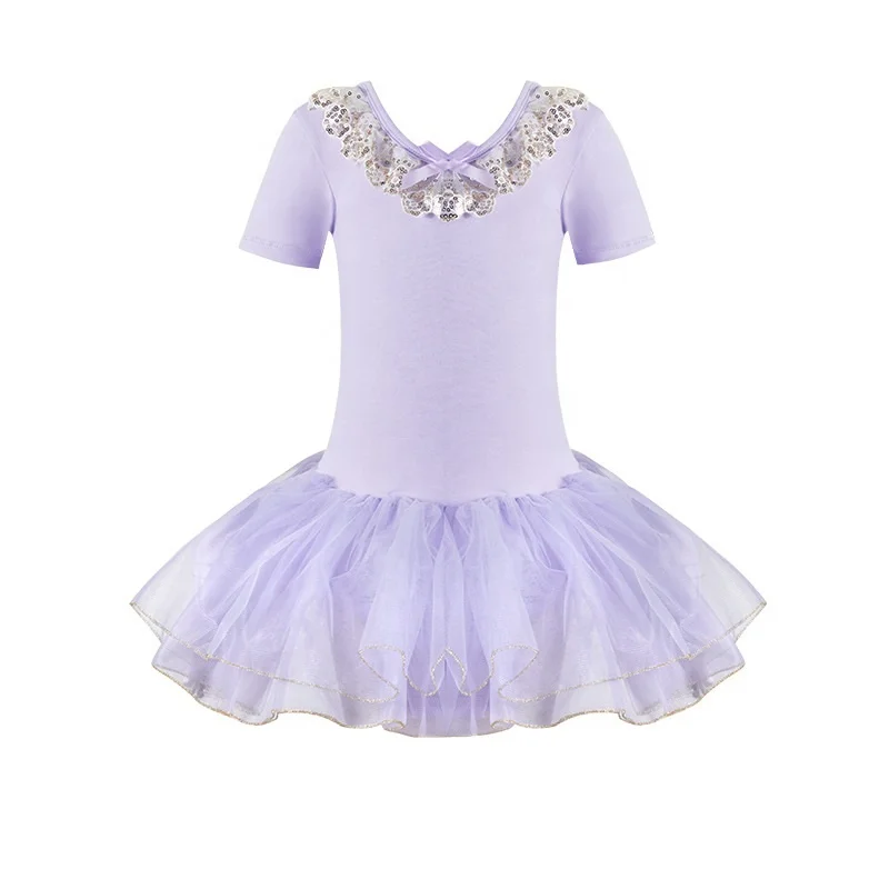 Kids Long Sleeve Ballet Leotards with Skirt Sparkly Sequin Lace Mesh Dance Costume Ballerina Outfits Little Girls Ballet Dress