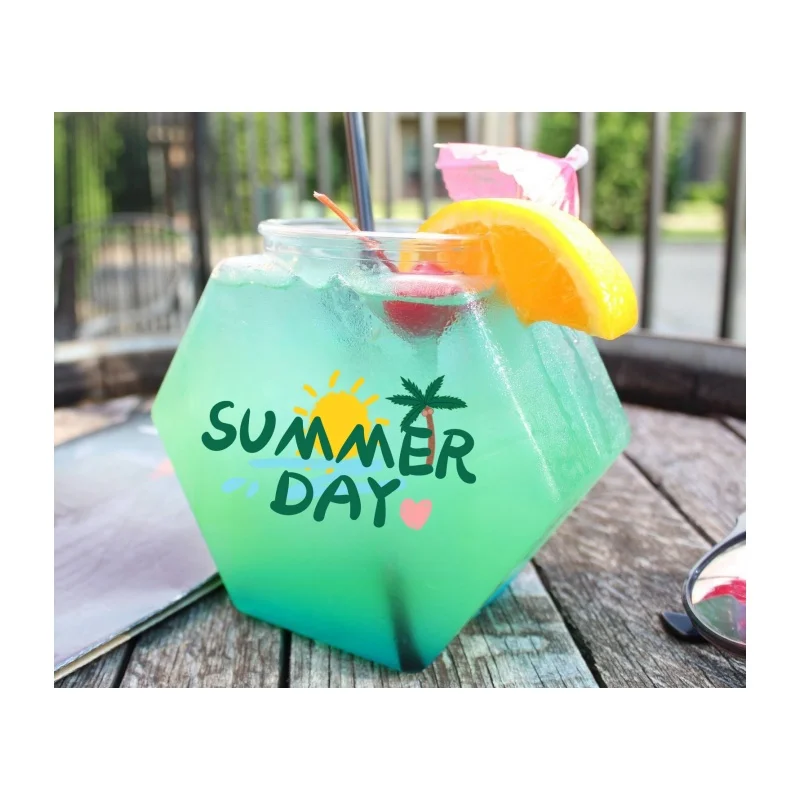 With Lid and Straw Fish Bowl Drink Cups Custom LOGO 46oz PC Customized Party Cocktail Glass 1pc/plastic Bag Modern Art Unique
