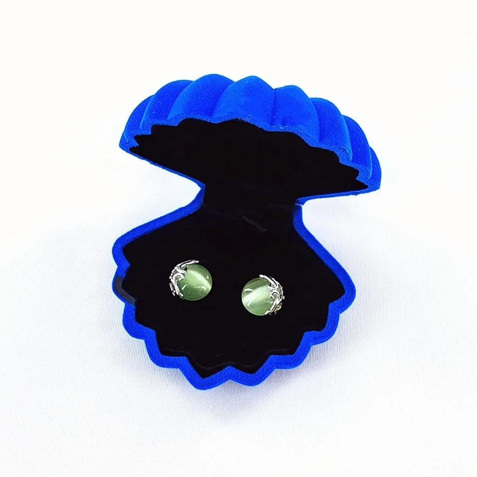 Ready to ship fancy ring earring necklace package box soft shell shape velvet jewelry box