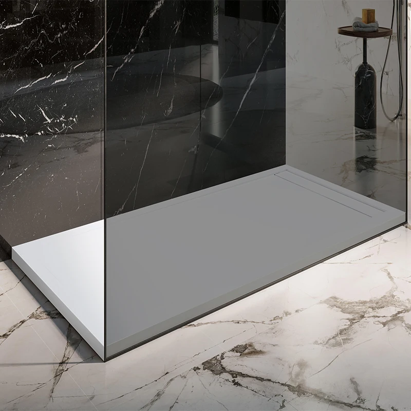 Wholesaler Long Stone MC-21 Waterproof Artificial Stone Walk-in Shower Base for Bathroom for Hotels & Villas & Shower Rooms