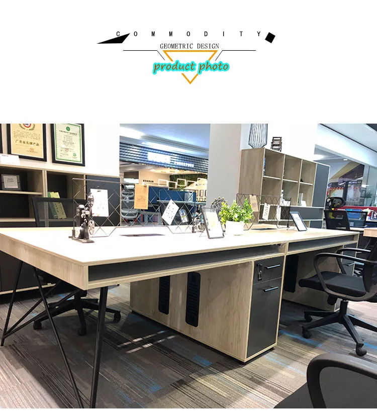 Modern design standard sizes open office furniture set 4-cluster workstation desk work station