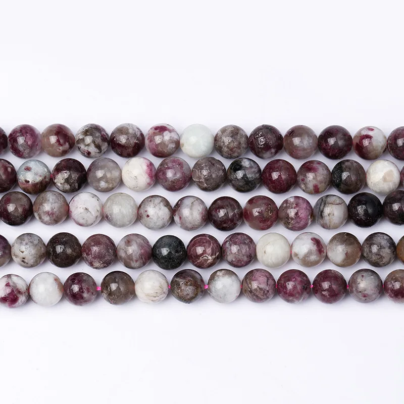 4mm 6mm 8mm 10mm 12mm Natural Tourmaline Stone Beads Round Loose Spacer Bead for Jewelry Making DIY Bracelet Accessories