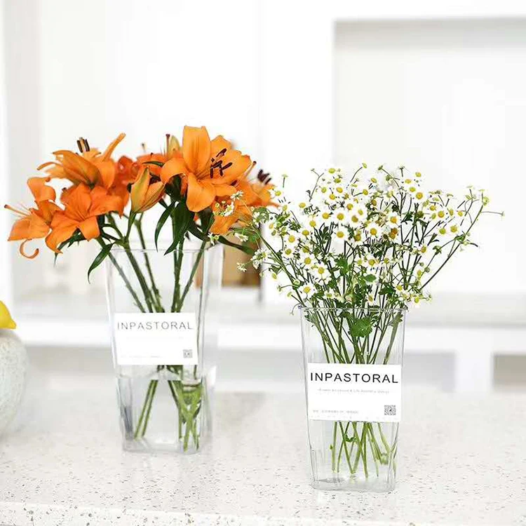 
Table Flowers Vase for Home or Wedding Decoration Non Breakable plastic clear 9.7'*5.5'*4.3' acrylic flower box&vase 
