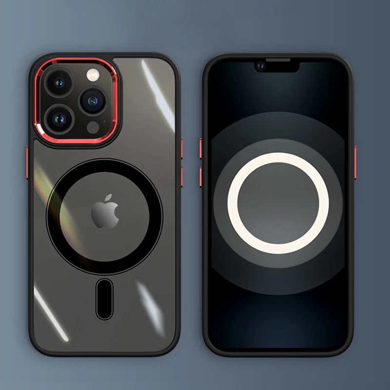Luxury 3 in 1 Magnetic Shockproof Phone Case Metal Lens Camera Protection Hard Clear Back Cover For iPhone 13 14 Pro Max 12