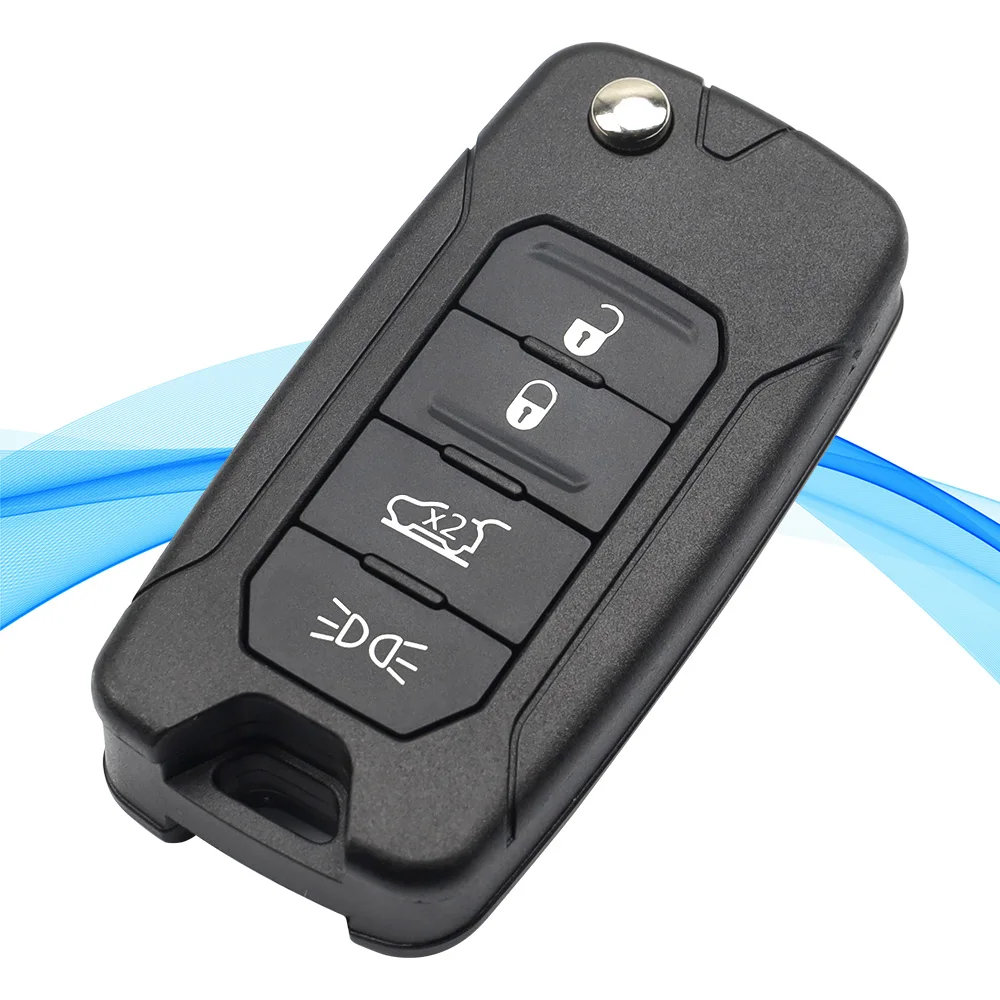 MS 4 Buttons Folding Car Remote Control Key Shell Case for Jeep Auto Vehicle Replacement Housing with Blank Uncut SIP22 Blade