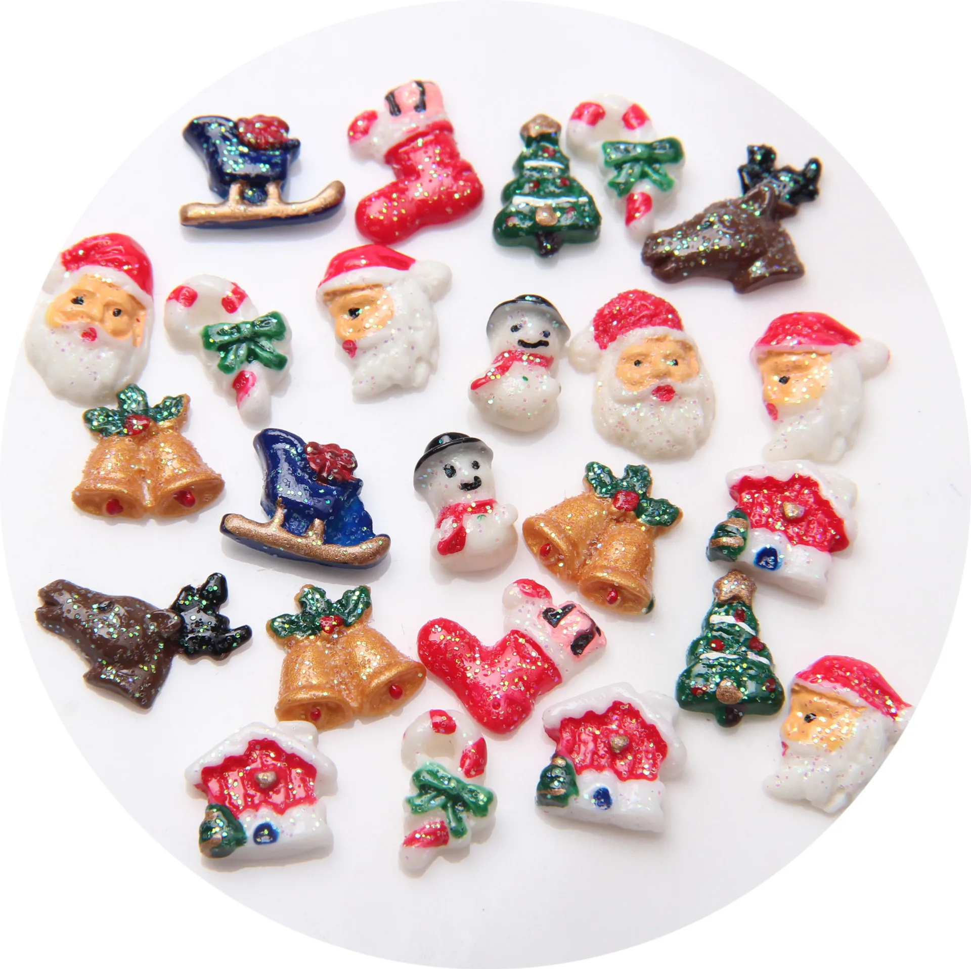 Лидер продаж, полимерные украшения для ногтей, Рождественская серия, смешанные 3D аксессуары для ногтей, милый снеговик, роскошное украшение для ногтей