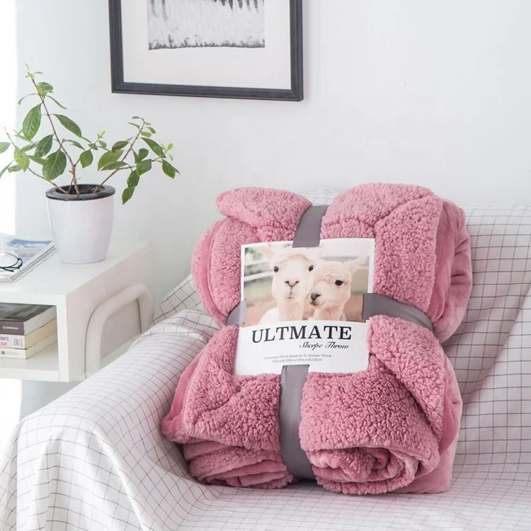 
wholesale knitted printed square flannel fleece sherpa blanket 