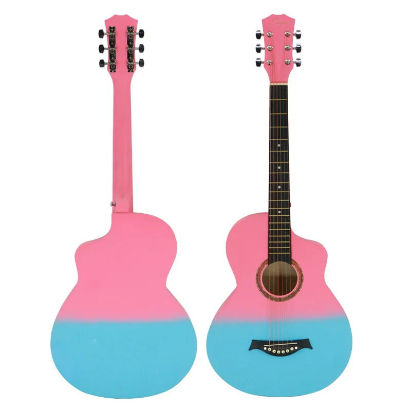 chinese factory guitar acoustic 38inch basswood colorful acoustic guitars