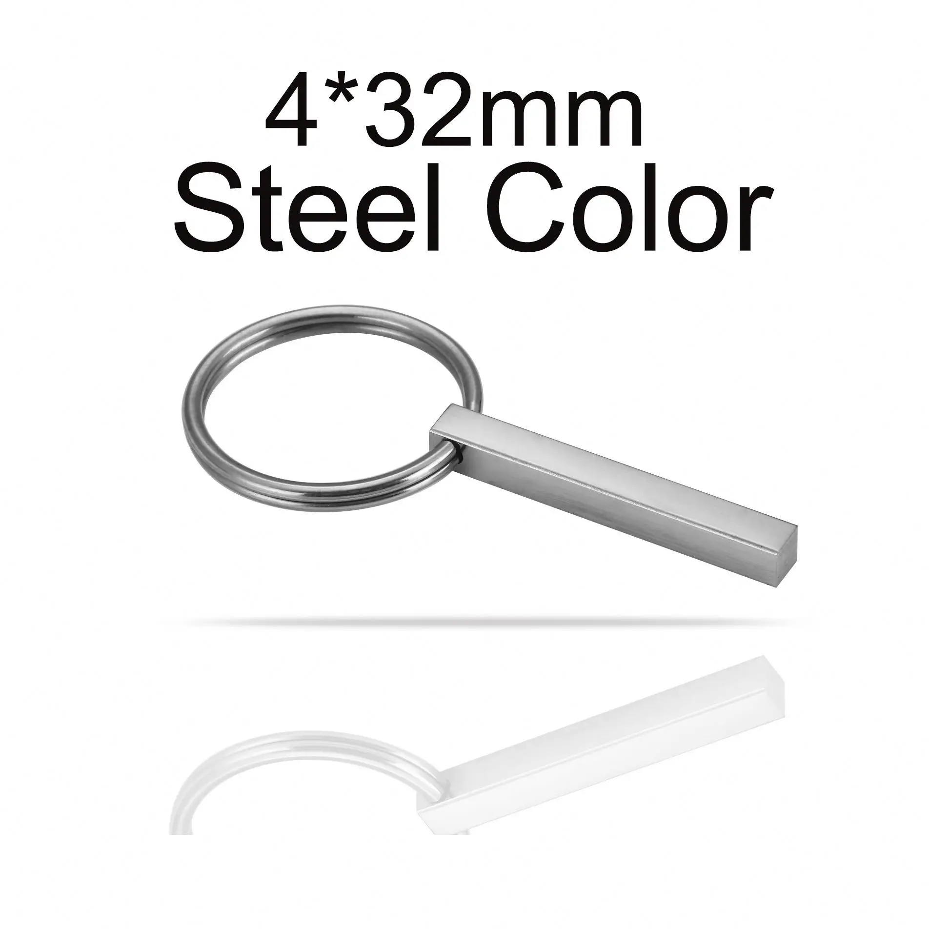 Personalized 4 d Sided Vertical Cube Keychain Gift Key Chains Key Rings Hook Custom logo Laser Engraved Name Bar Keychain Blanks