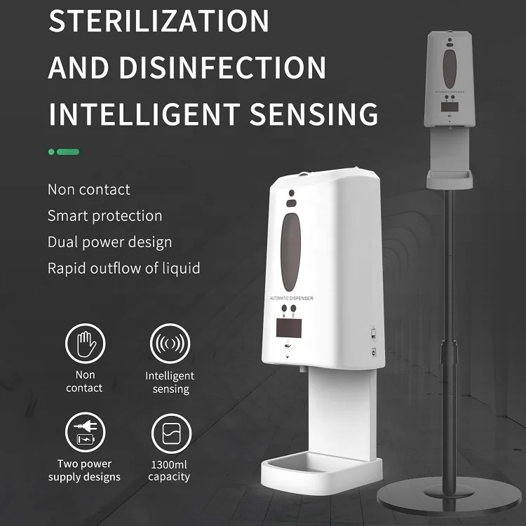 
1300ml Touchless Digital Automatic Soap Hand Sanitizer Custom Dispenser Liquid Foaming Nozzle Dispenser Stand 