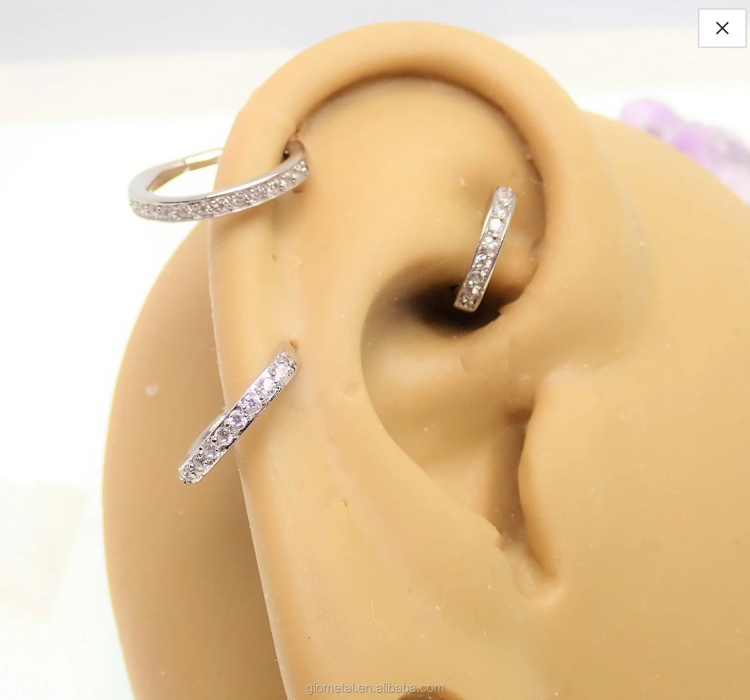 Giometal ASTM F136 Titanium Side Gems Clicker Septum Segment Ring Basic nose jewelry conch piercing Body Jewelry wholesale