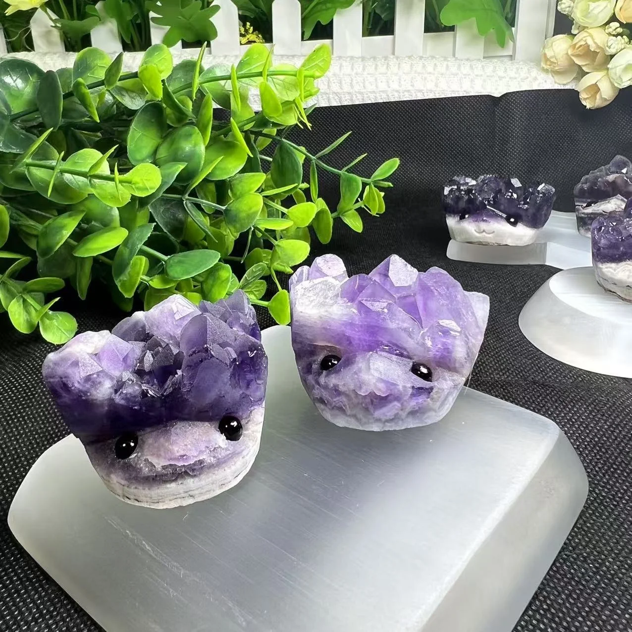 Wholesale Natural Rough Amethyst Hedgehog Crystal Reiki Healing Animal Crafts Gift Amethyst Cluster Home Decor