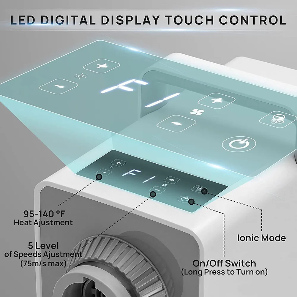 Adjustable 2800W Pet Dog Hair Dryer Anion Speed Dog Grooming Blaster 4 Nozzles Temperature-adjustable Airflow