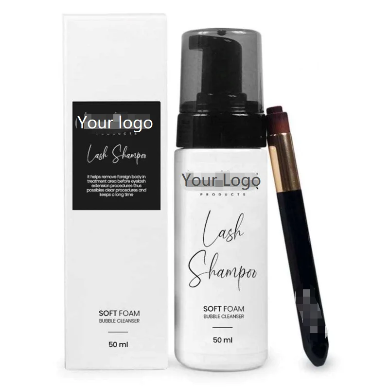 Private Label 50/60/120ml Vegan Lash Shampoo Bottle Eyelash Foam Cleanser