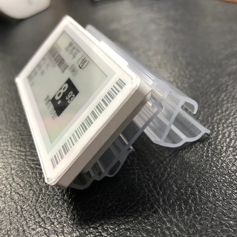 Supermarket esl rail pvc plastic data strip e paper digital  talker display 14.5mm H Double wire shelf electronic label Holder