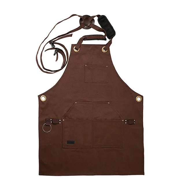 Denim Canvas Apron Barbecue Chef Milk Tea Coffee Shop Flower Art Creative Apron Customization