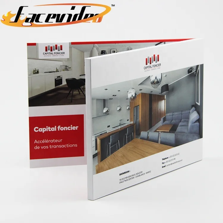 Customized logos promotional item gifts with brand logo cards lcd screen motion book for business video brochure box