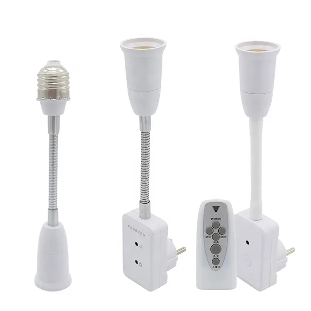 220V Dimmable Timing Remote Control Lamp Base Flexible E27 Light Socket EU Plug Sound And Light Control Switch Lamp Holder