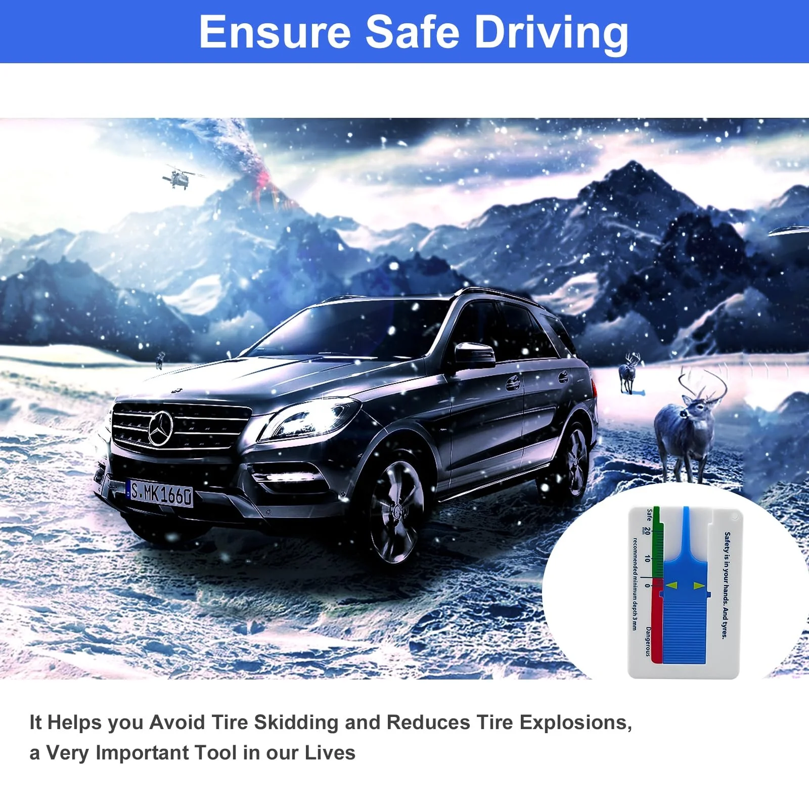 Mini 20mm Plastic Tire Tread Depth Gauge for Promotion