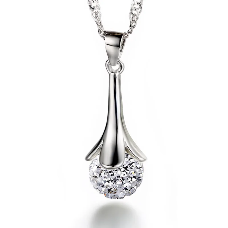 New Design Silver Jewelry Trumpet Flower Pendant Necklace For Girls