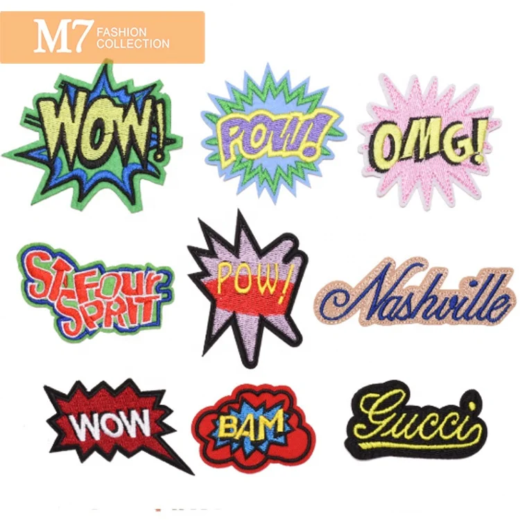 HZ022 Bulk Wholesale Factory Price Colorful Patch Custom Iron On Embroidered Letter Patches For Clothing