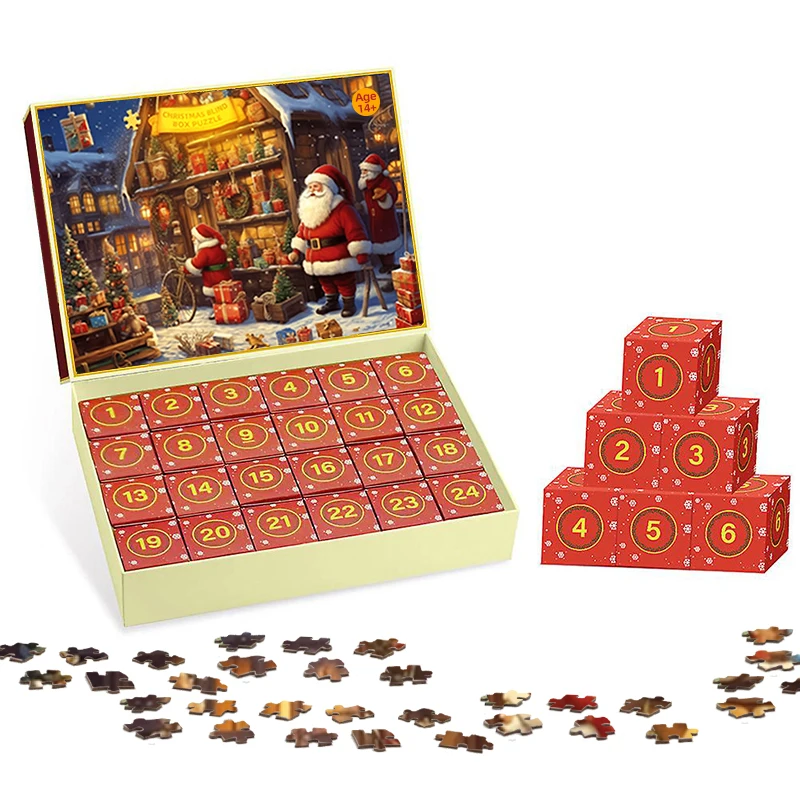 Senfutong OEM  hot Selling 24 Christmas Blind Box Gifts 1008 Piece Christmas Countdown Calendar Christmas Puzzle