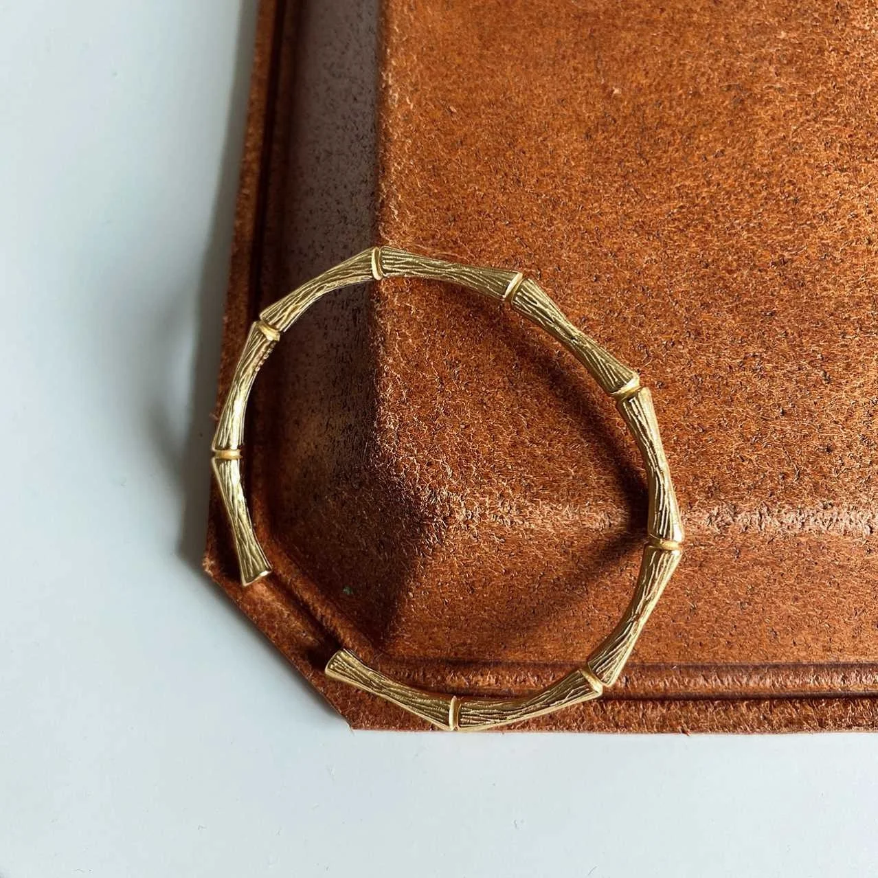 Hao Ying In stock  fine jewelry 925 sterling silver gold plated bamboo cuff bracelet