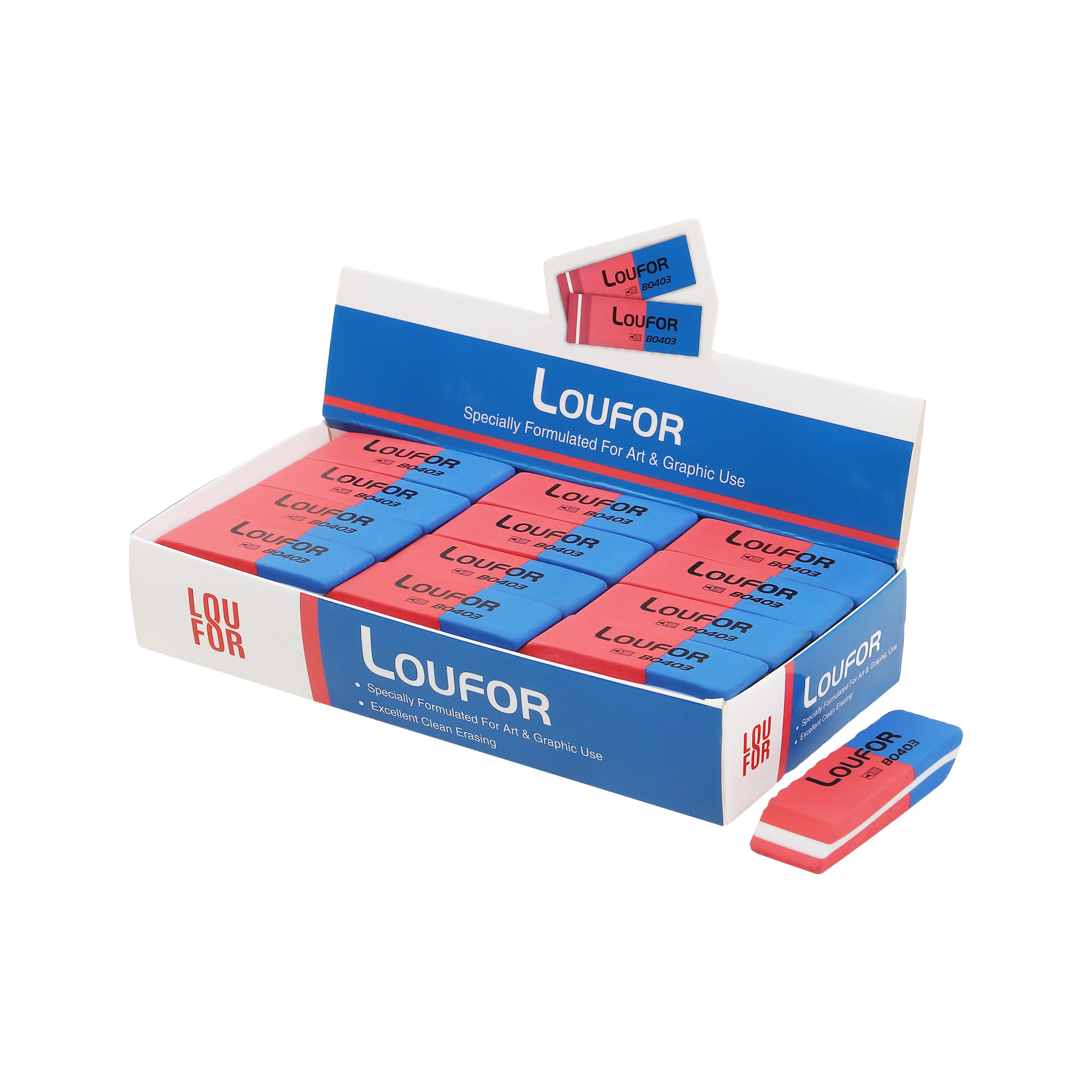 TPR  eraser for school and office  Oblique  red and blue  eraser