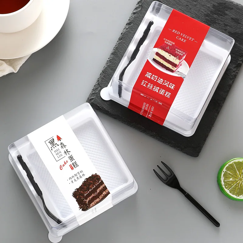 RZ Disposable Plastic PET packaging Blister Boxes transparent Clear Cupcake Dessert Container with Lid cake slice box