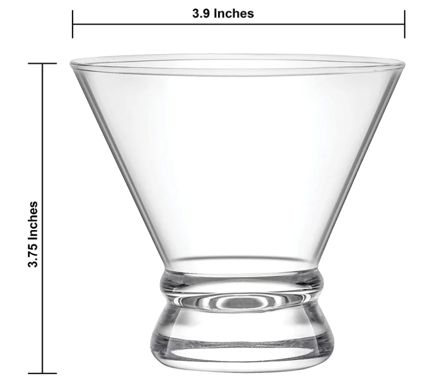 Set of 4 Hand Made Wedding Decoration 250ml  wine glass tumbler etched stemless martini Uniquecocktail glasses