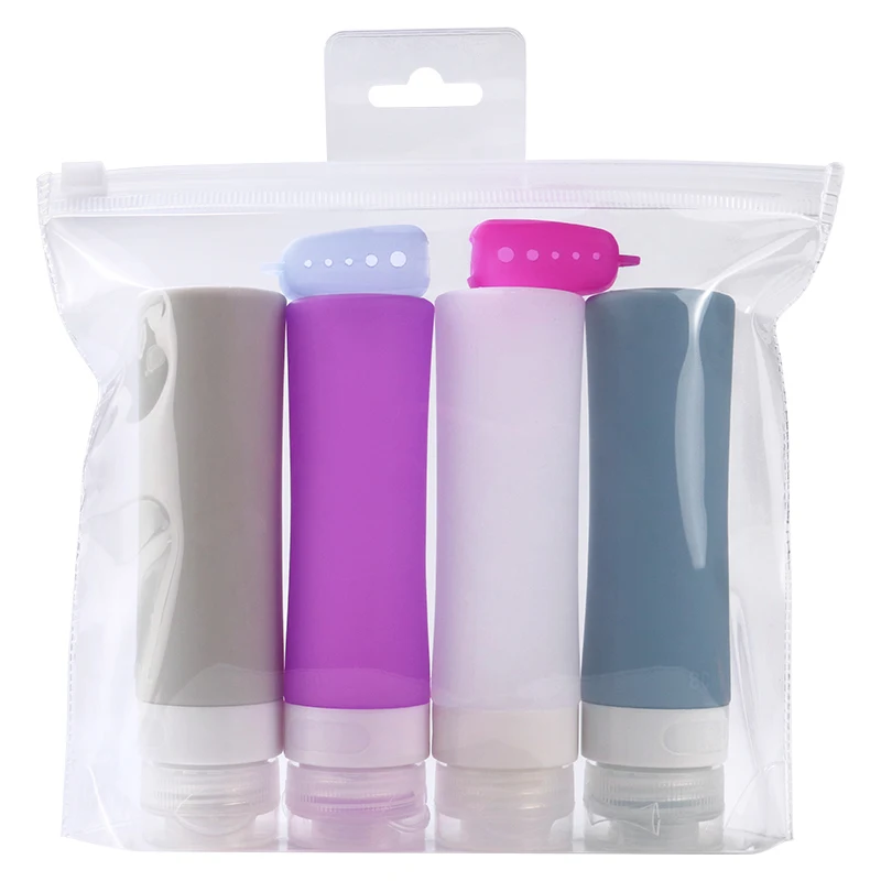 Reusable leakproof refill travel size kit silicone empty liquid bottles mini pink tsa approved travel bottles set for toiletries