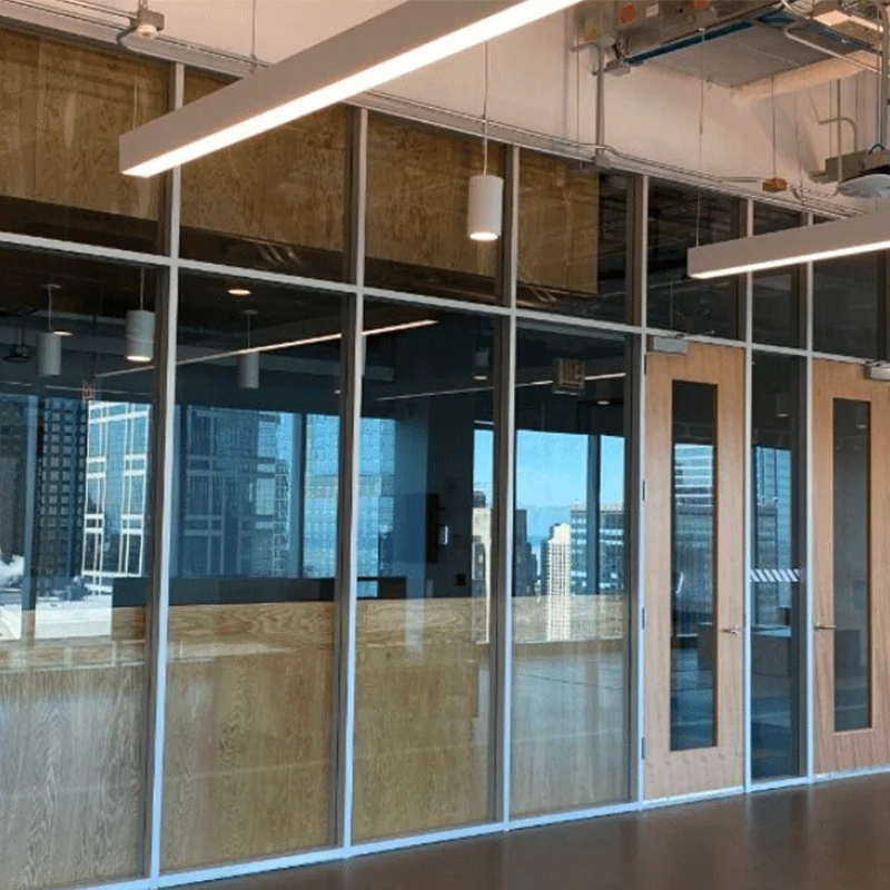Современный дизайн, модульная двухстеклянная офисная мебель, алюминиевые стеклянные перегородки, стеклянные стеновые панели