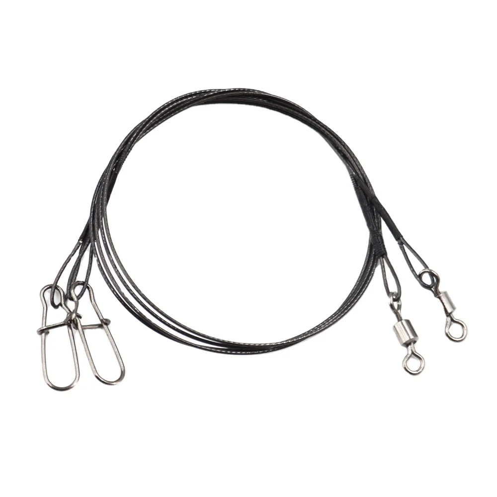 high quality low price with swivel Fishing tackle Trace Lures 25CM Stainless Steel Wire Leader Fishing Line