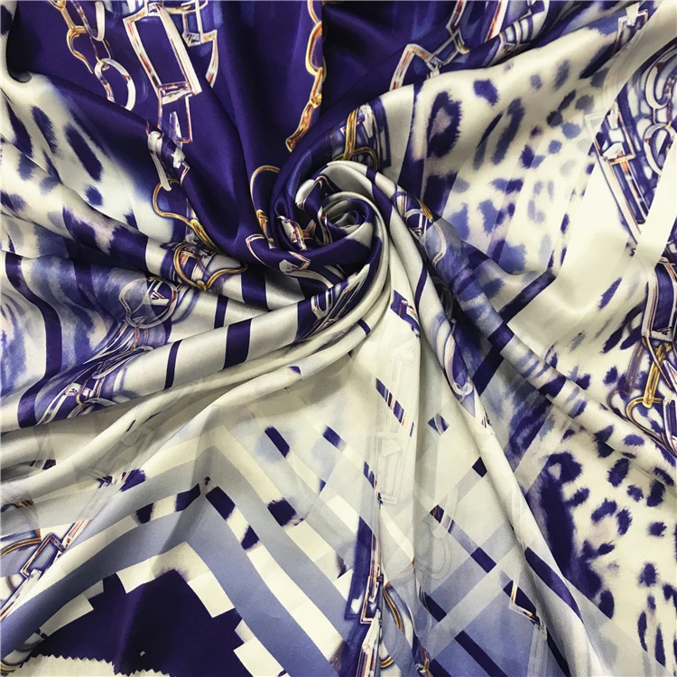 
Low MOQ Purple Leopard Fabric 100% Organic Silk 12mm Silk Satin Fabric 