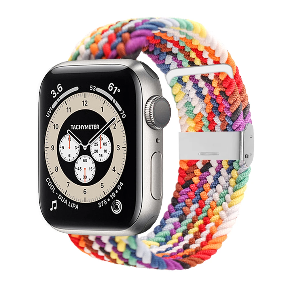  Для Apple Watch регулируемый плетеный ремешок для часов нейлоновый соло с пряжкой из нержавеющей стали наручные