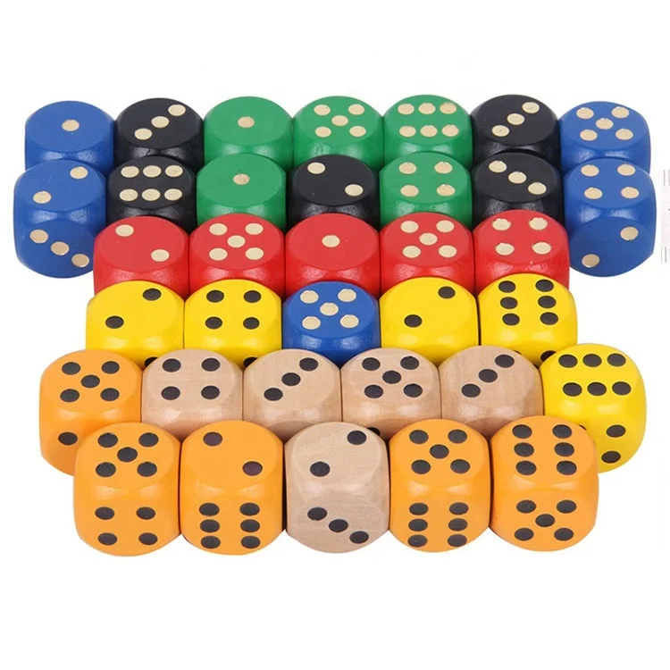 custom Color Point Wood Dice 3cm 4cm Entertainment Party Family Game Kid Toys 6 side 30mm wooden dice game